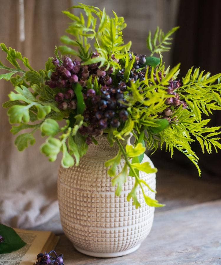 White Textured Porcelain Ceramic Jar Vase - HER Home Design Boutique